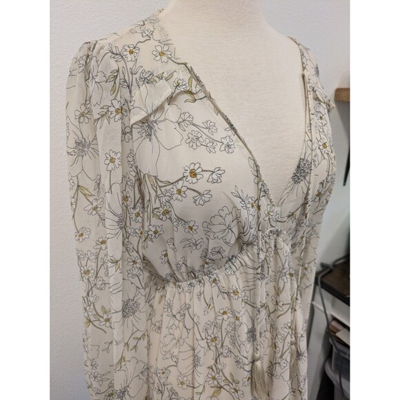 Lovestitch Ivory Floral High Low Sheer Midi Babydoll Dress sz M Bridal Romantic - Picture 5 of 11